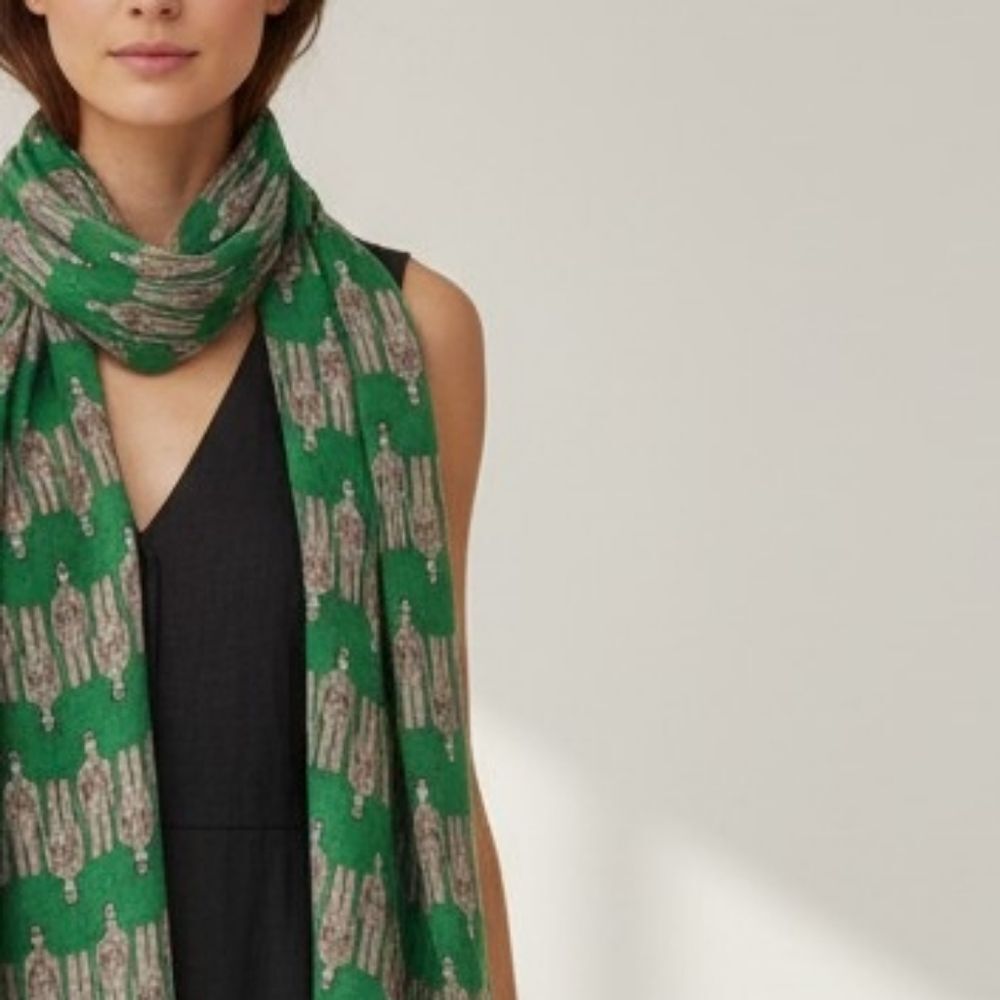 Little Soldiers Print Green Silky Neck Scarf